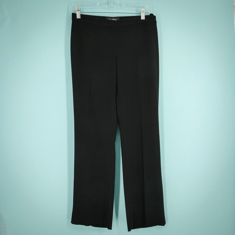 St. John Size 4 Black Jennifer Side Zip Straight Leg Career Business Dress Pants